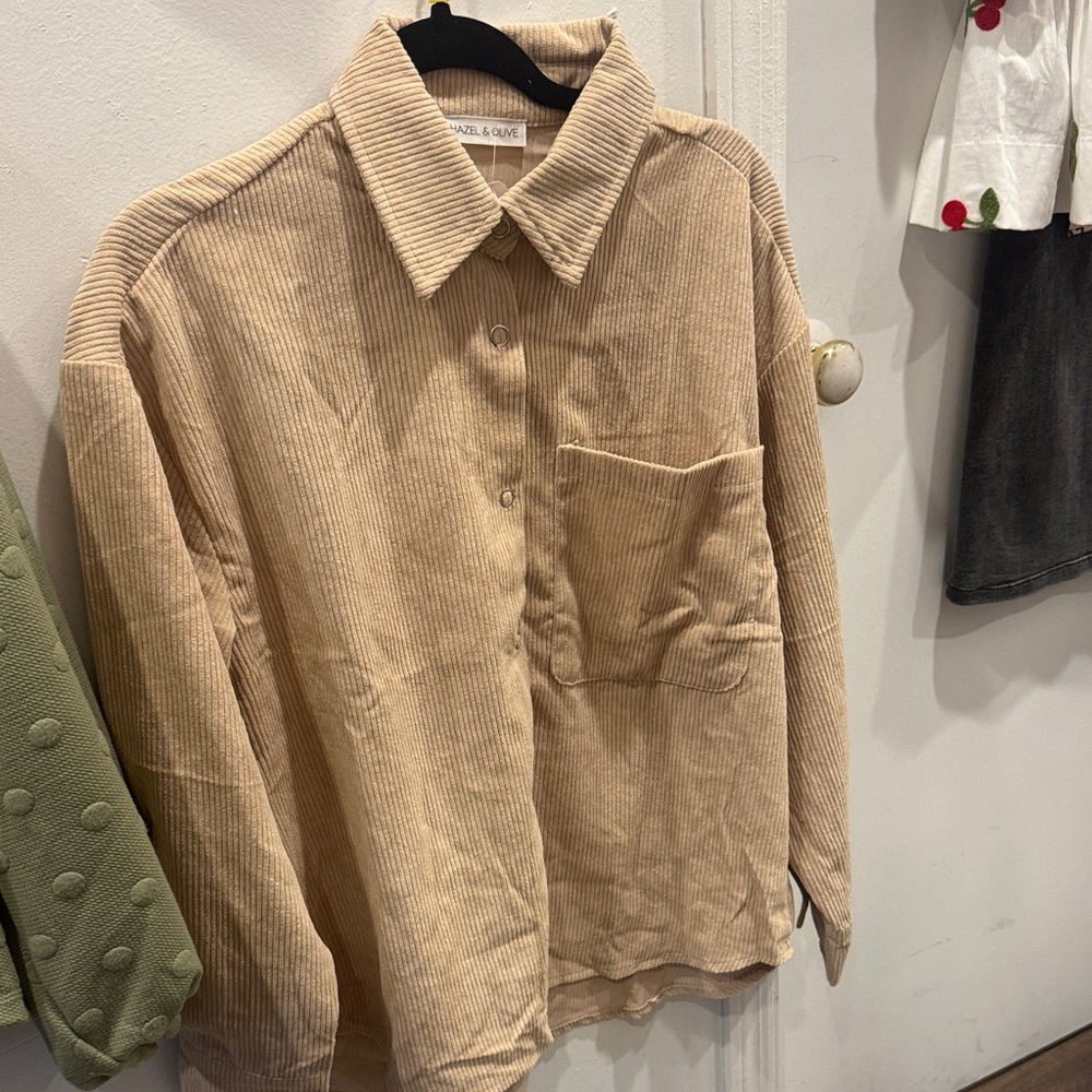 Hazel Casual Beige Corduroy Shirt